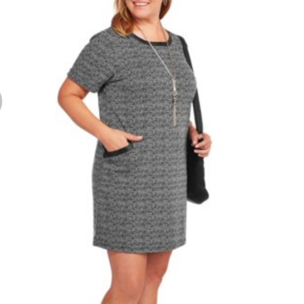 Black and white faux leather dress